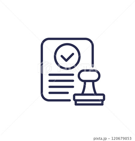 approved document line icon with a stamp approved document line icon with a stamp 120679853
