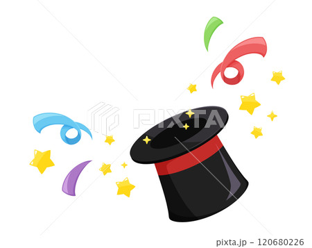 手品でシルクハットから飛び出す背景イラスト 120680226