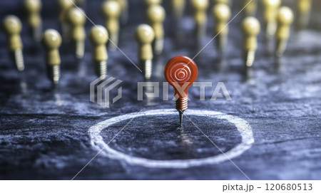 red target on the center of the ancient way 120680513