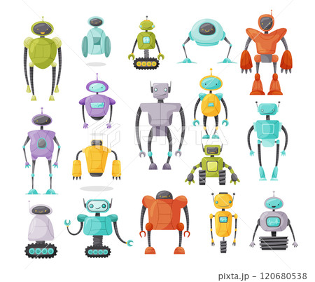 Robot and Modern Electronic Humanoid Machine Vector Set Robot and Modern Electronic Humanoid Machine Vector Set 120680538