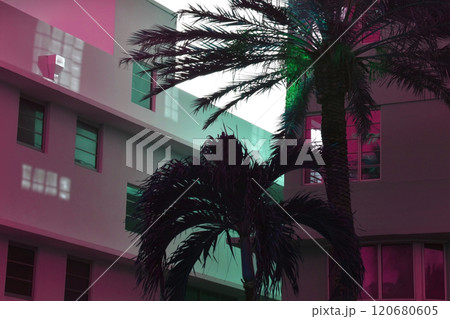 Miami, Florida, USA, facade of the buildings, Miami Beach streets, modern urban architecture 120680605