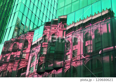 Colorful glass skyscrapers, building facades, minimalistic cityscape, modern architecture Colorful glass skyscrapers, building facades, minimalistic cityscape, modern architecture 120680621