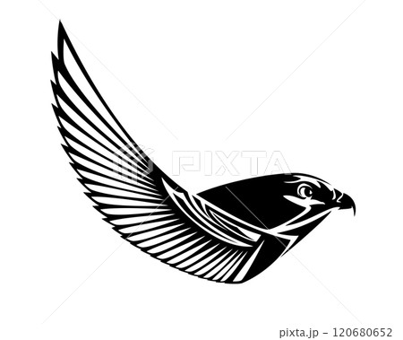 ancient Egypt Horus god falcon bird black and white vector design 120680652