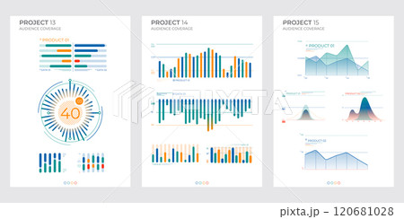 Modern business elements charts in color. Vector illustration. 120681028