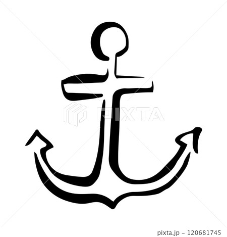 Anchor hand painted with black ink brush Anchor hand painted with black ink brush 120681745