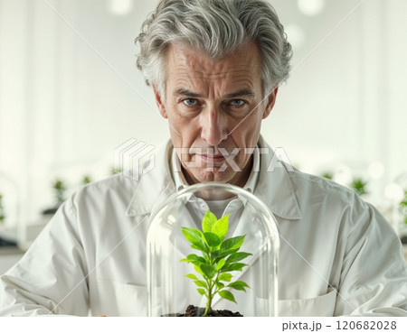 A scientist and a living tree. 120682028