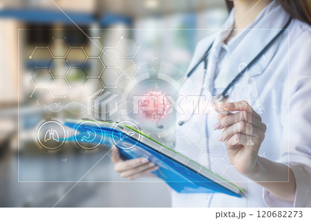 The concept of modern fight against viruses. 120682273