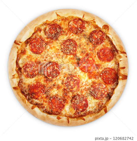 Pizza Pepperoni, isolated on white background Pizza Pepperoni, isolated on white background 120682742