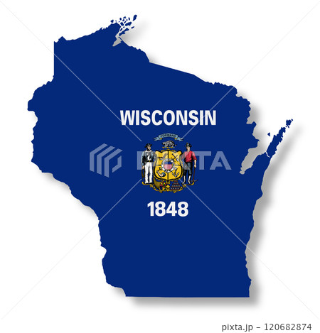 Wisconsin State flag map with clipping path 120682874
