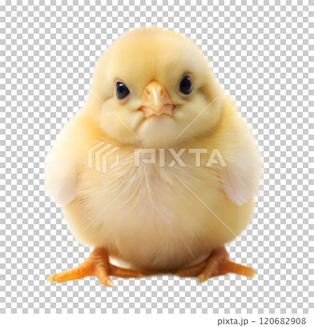 Close-up Portrait of a Baby Chick on White Background 120682908