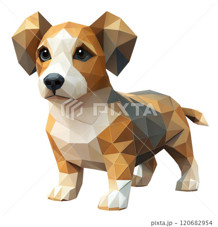 Low Poly Dog on White Background 120682954