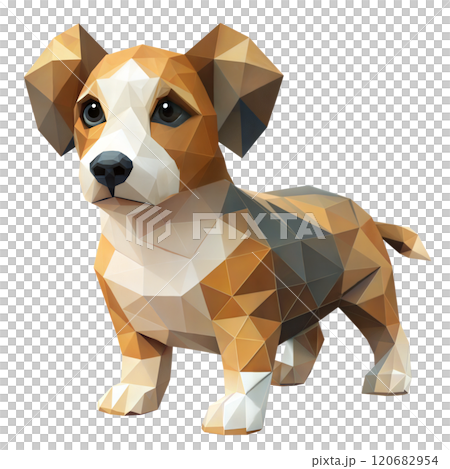 Low Poly Dog on White Background 120682954