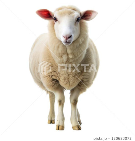 White Sheep Isolated on White Background 120683072