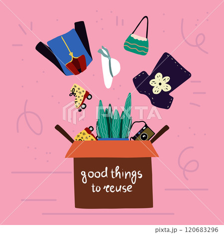 Donation box second hand thrifting vector artwork 120683296