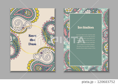 Two greeting cards set with paisley motifs Two greeting cards set with paisley motifs 120683752