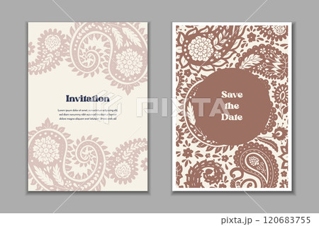Two greeting cards set with paisley motifs 120683755