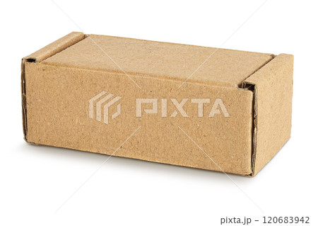 closed empty cardboard box isolated on white background closed empty cardboard box isolated on white background 120683942