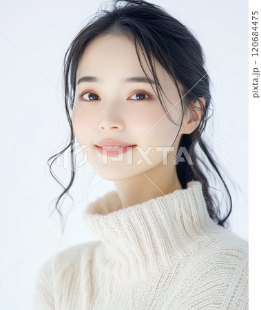 黒髪の美しい女性・スキンケア・ヘアスタイルイメージ「AI生成画像」 120684475