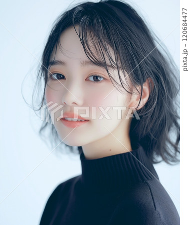 黒髪の美しい女性・スキンケア・ヘアスタイルイメージ「AI生成画像」 120684477