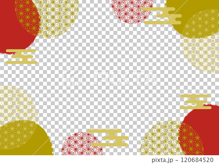 Japanese style frame red gold simple hemp leaf Japanese style frame red gold simple hemp leaf 120684520