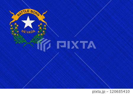 US state flag of Nevada on a textured background. Concept collage. 120685410