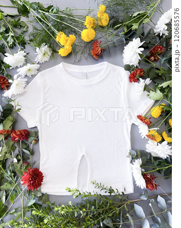 Mockup white t-shirt for drawing or inscription Mockup white t-shirt for drawing or inscription 120685576
