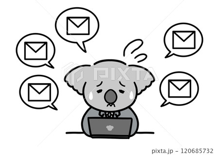 問い合わせに追われるコアラのビジネスマン 120685732