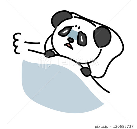眠れないパンダの手書き風キャラクター 120685737