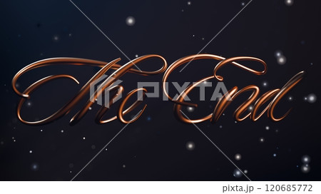 Text The End in gold. Abstract 3D illustration. Text The End in gold. Abstract 3D illustration. 120685772