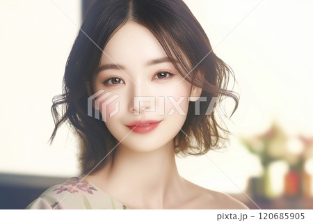 きれいな髪の女性・ヘアサロン「AI生成画像」 きれいな髪の女性・ヘアサロン「AI生成画像」 120685905