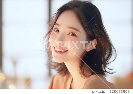 きれいな髪の女性・ヘアサロン「AI生成画像」 きれいな髪の女性・ヘアサロン「AI生成画像」 120685908