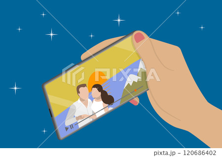 3D Isometric Flat Vector Illustration of Movie Online, Weekend Relaxation, Modern Lifestyle 120686402