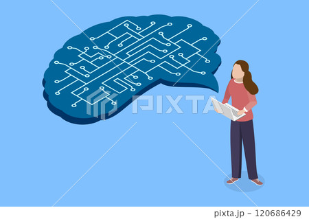 3D Isometric Flat Vector Illustration of Artificial Intelligence, Technologies and Innovations 120686429