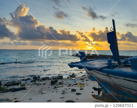 View of Fulidhoo island in the Maldives 120687321