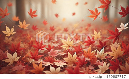 真っ赤な紅葉のイラスト 120687717