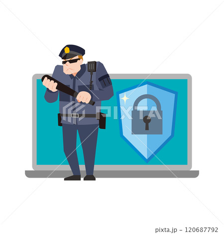 PCを守るガードマンのイメージイラスト PCを守るガードマンのイメージイラスト 120687792