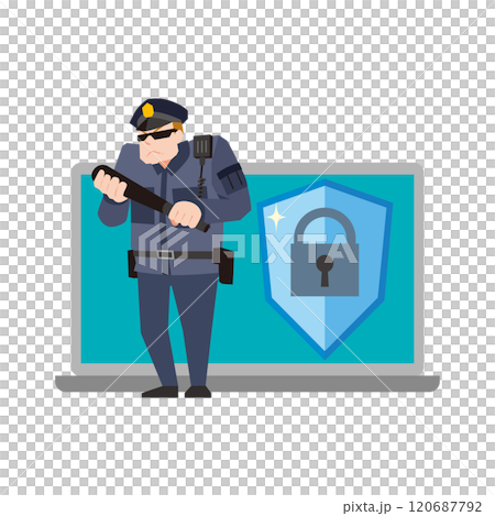 PCを守るガードマンのイメージイラスト PCを守るガードマンのイメージイラスト 120687792
