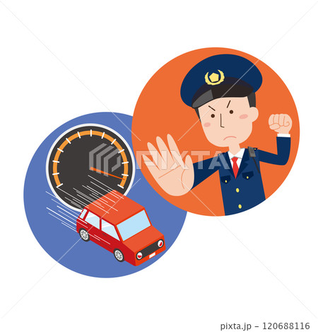 スピード違反車両と警官 スピード違反車両と警官 120688116