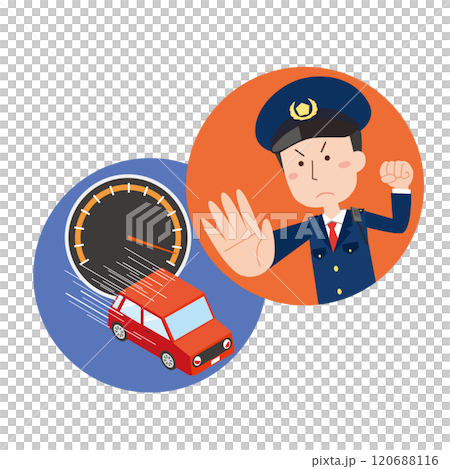 スピード違反車両と警官 スピード違反車両と警官 120688116