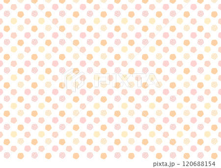 水引 梅結び模様の和風梅柄パターン背景イラスト（年賀状・お正月・PNG素材）オレンジ系・パステルカラ 120688154