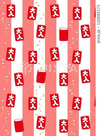 シンプルな大入り袋模様に紅白紙吹雪背景その1縦型 120688171