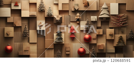 Christmas wooden decorations display 120688591