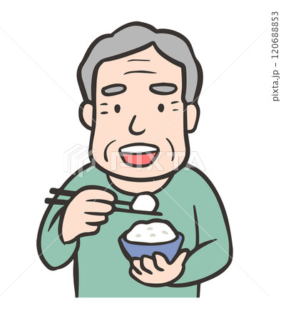 ご飯を食べる高齢者の男性 120688853