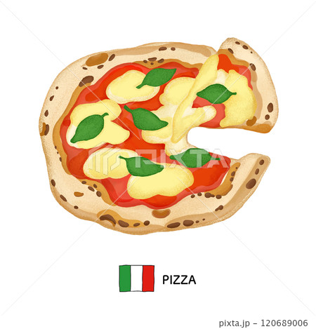 イタリア料理＿pizza　色鉛筆タッチのイラスト 120689006