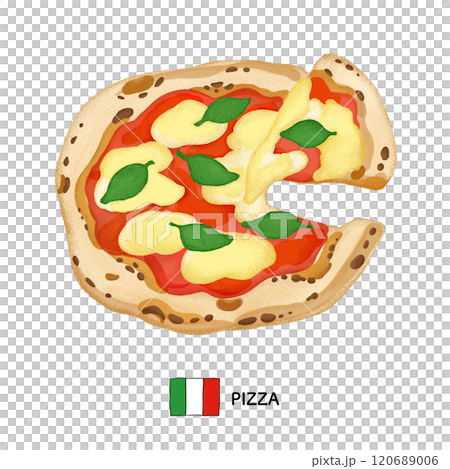 イタリア料理＿pizza　色鉛筆タッチのイラスト 120689006