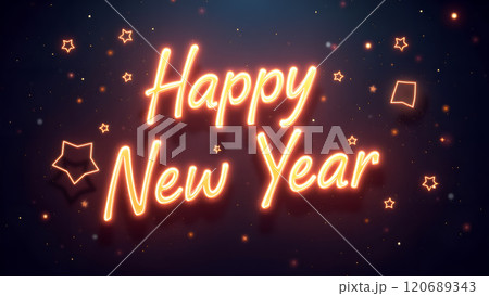 happy new year text on blue background 120689343
