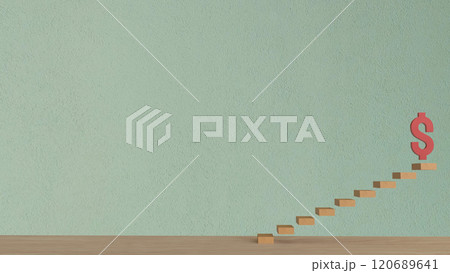 The dollar symbol on stair for Business  or idea concept 3d rendering. 120689641
