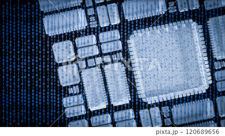 The clear pcb board on digital background for technology concept 3d rendering. The clear pcb board on digital background for technology concept 3d rendering. 120689656