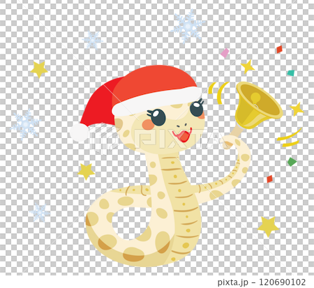 聖誕節銷售中帶有手鈴的可愛蛇插圖 120690102