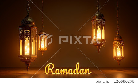 lanterns in the desert at night 120690279